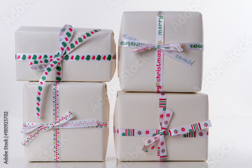 Close-up of gift boxes photo