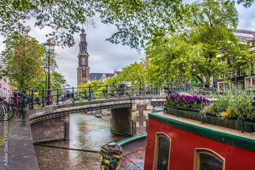 Canvas Print Western church in Amsterdam, Netherlands.