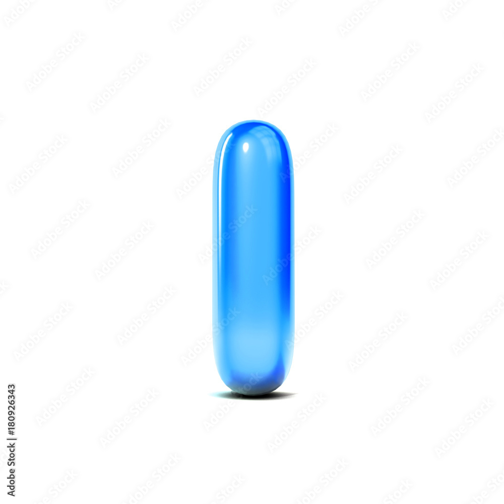 glossy letter I bubble font isolated on white background. 3D Rendering