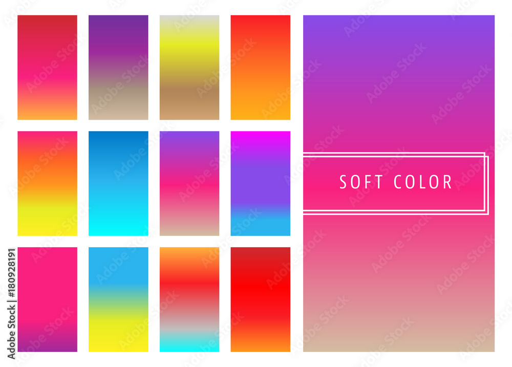 Set of soft colorful gradients background