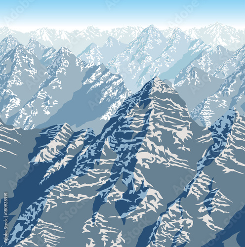 vector Himalaya alps mountains background texture seamless pattern