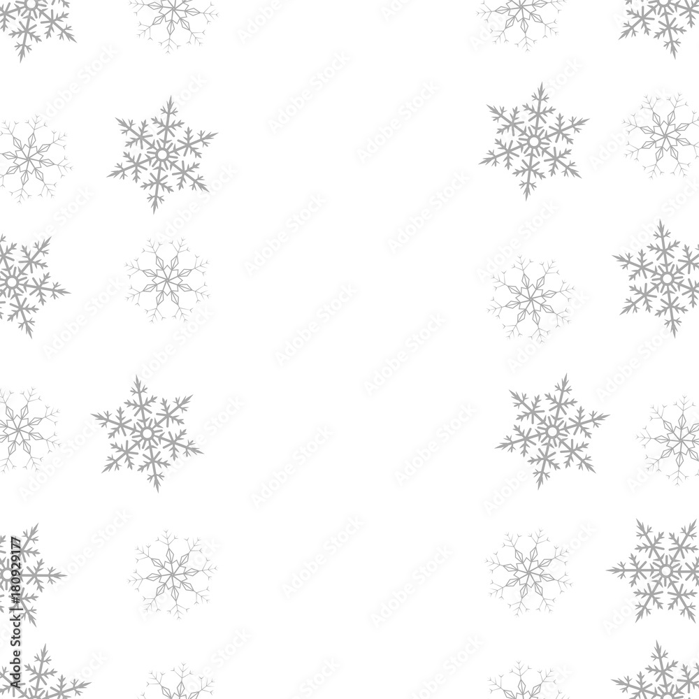 Festive decorative frame made of snowflakes on a white background. For posters, postcards, greeting for Christmas, new year.