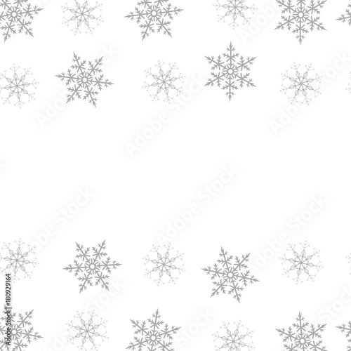 Festive decorative frame made of snowflakes on a white background. For posters, postcards, greeting for Christmas, new year.