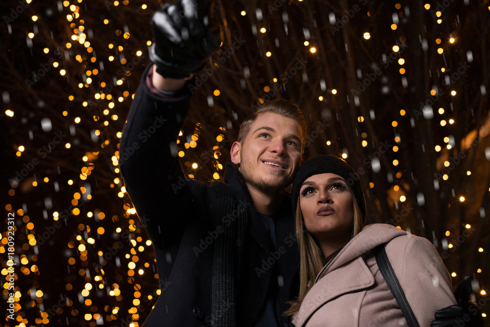 Christmas Lover Couple on Christmas Bokeh Market