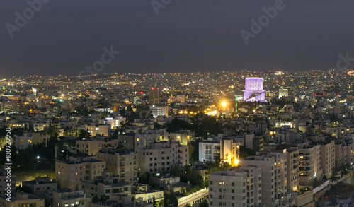 View of Amman mountains at night