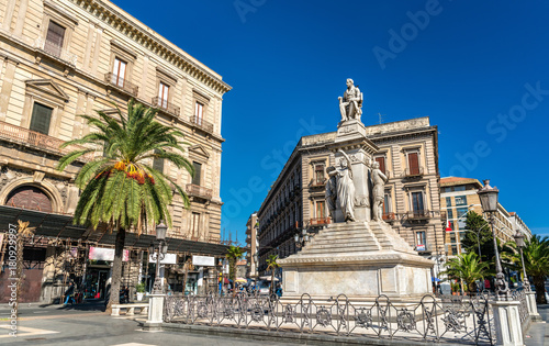 Monument to Vincenzo Bellini on Stesicoro Square in Catania, Italy photo