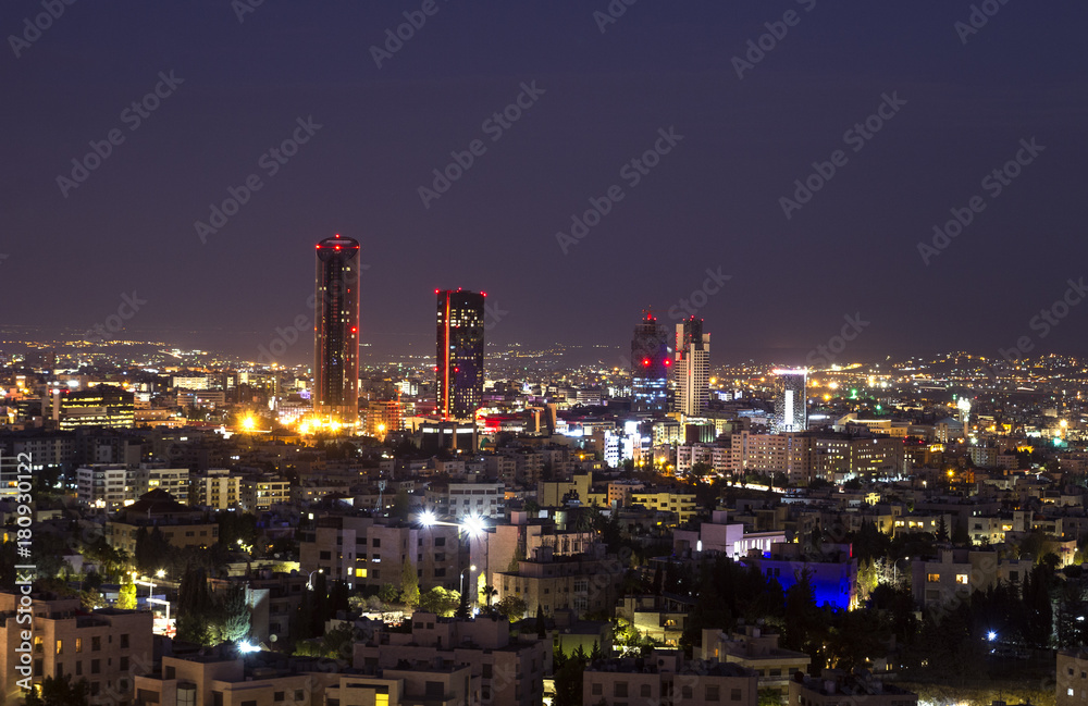 Abdali area towers and hotels at night