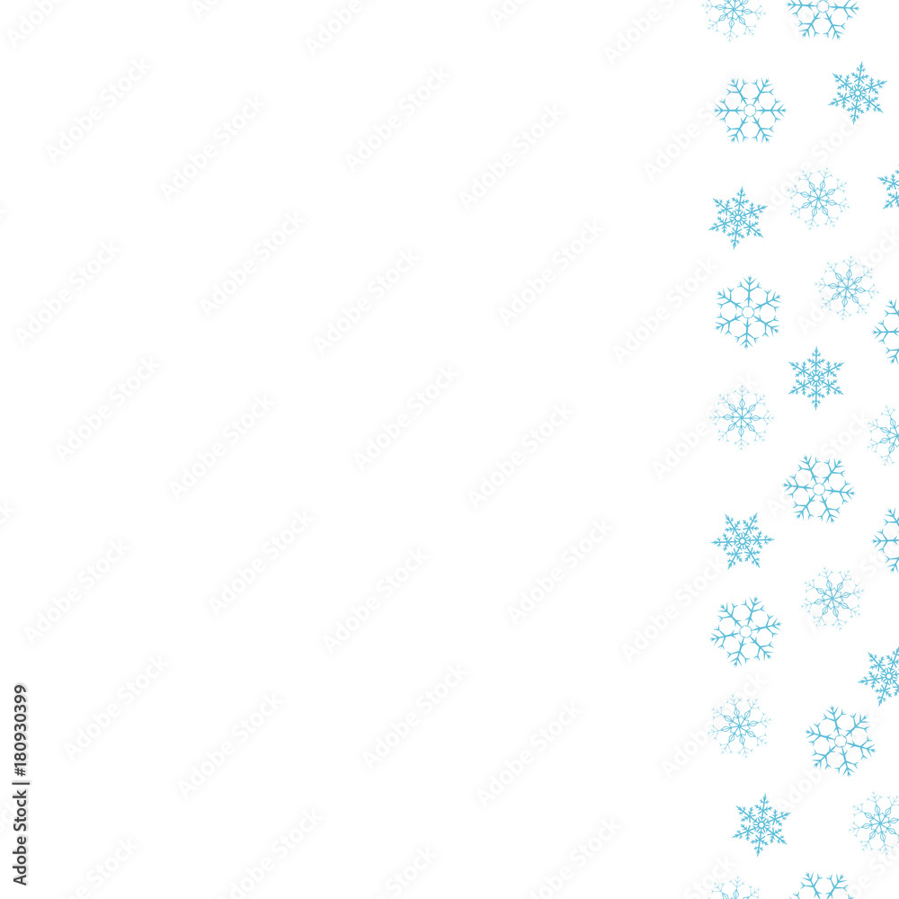 Festive decorative frame made of snowflakes on a white background. For posters, postcards, greeting for Christmas, new year.