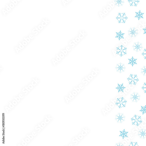 Festive decorative frame made of snowflakes on a white background. For posters, postcards, greeting for Christmas, new year.