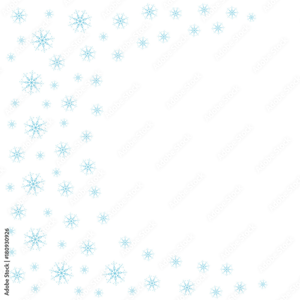 Festive decorative frame made of snowflakes on a white background. For posters, postcards, greeting for Christmas, new year.