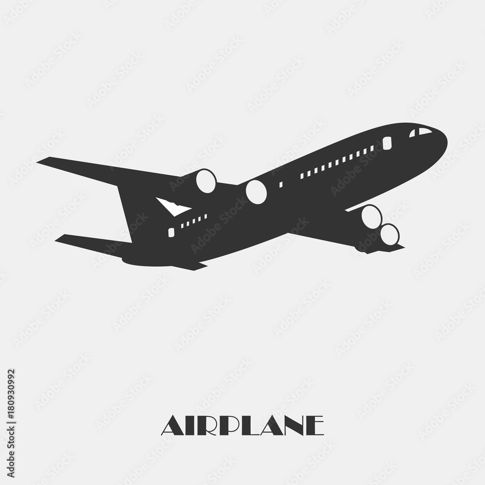 Vector illustration of airplane on white background