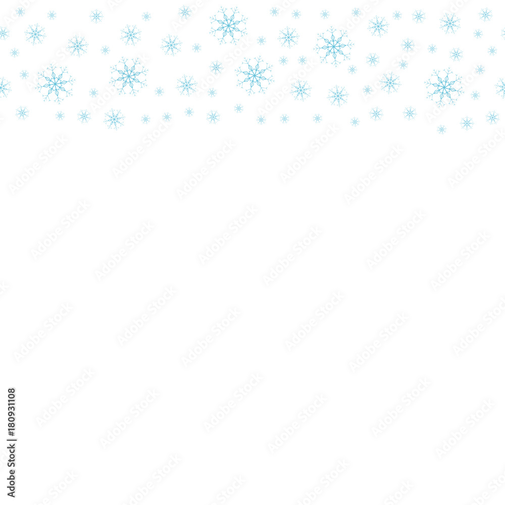 Festive decorative frame made of snowflakes on a white background. For posters, postcards, greeting for Christmas, new year.