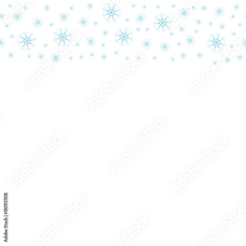 Festive decorative frame made of snowflakes on a white background. For posters, postcards, greeting for Christmas, new year.