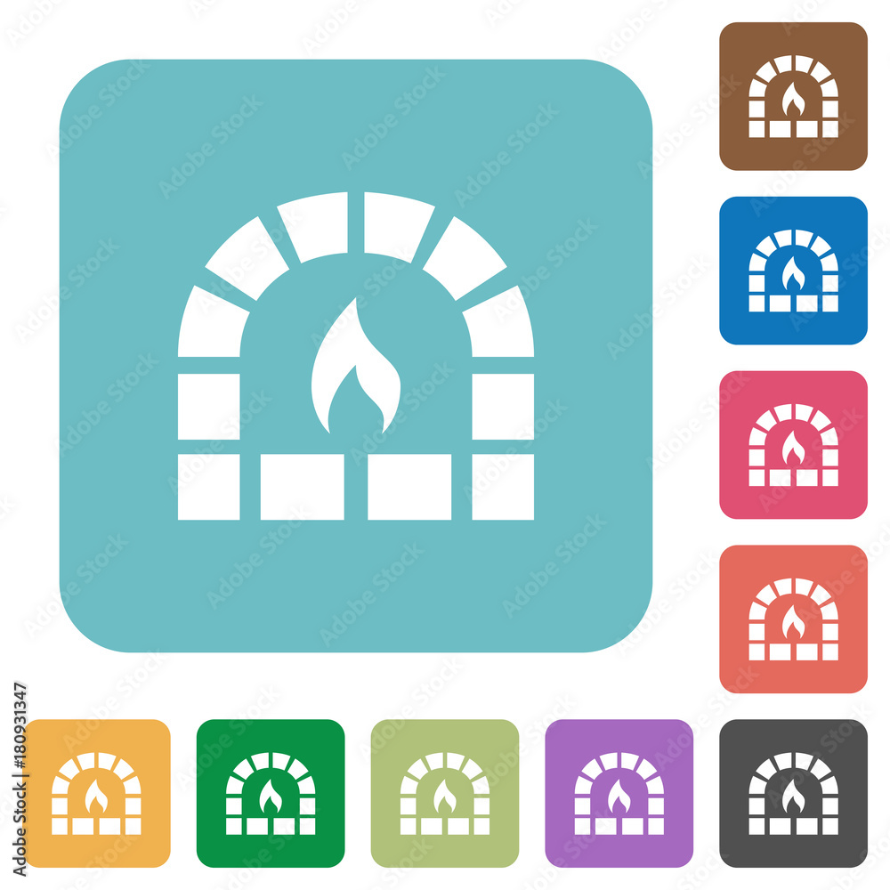 Stone oven rounded square flat icons Stone oven rounded square flat icons