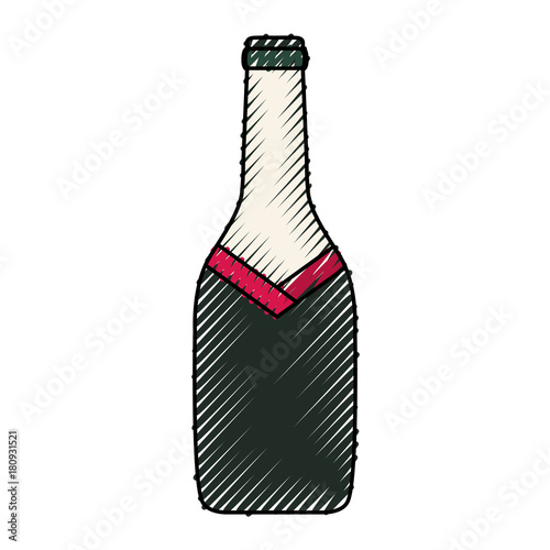 colored  bottle wine over white background  vector illustration