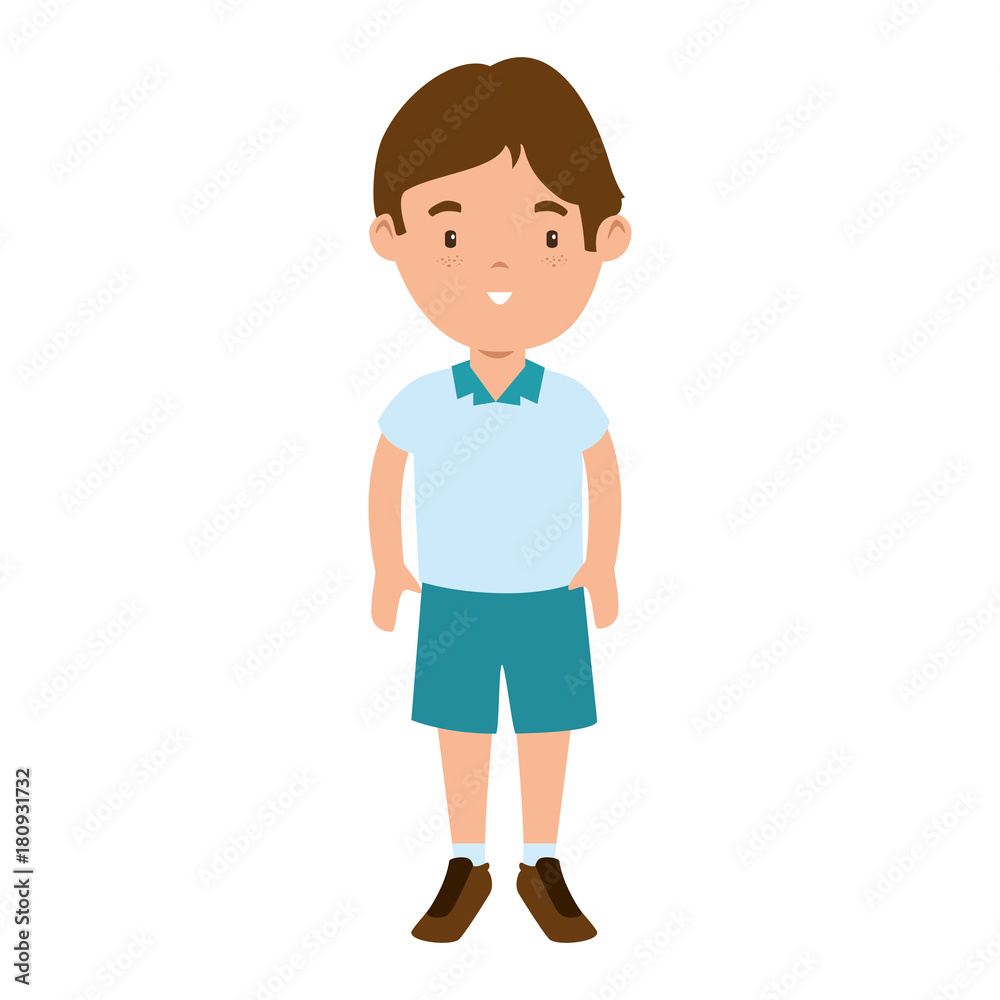 little boy student with uniform character