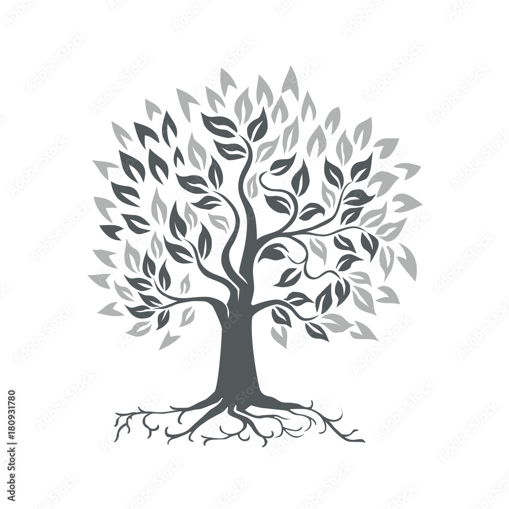 Obraz premium Stylized Oak Tree with Roots Retro
