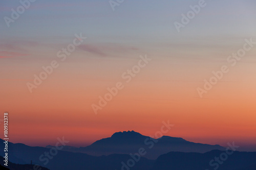 Mountain sunset silhouette