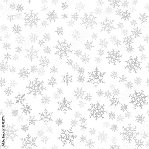 Wallpaper Mural Seamless pattern. Christmas abstract background made of snowflakes on white. Design postcards, posters, greeting for the new year. Torontodigital.ca
