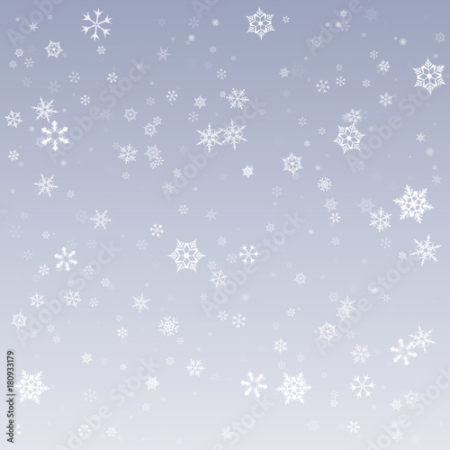 Falling snow on a winter background. Abstract snowflake background for your winter design. Transparent snowflakes. Vector illustration