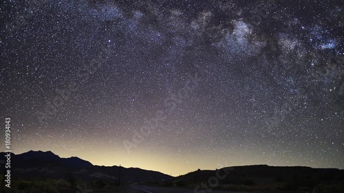 stars and milkyway time lapse shot in death valley national park photo