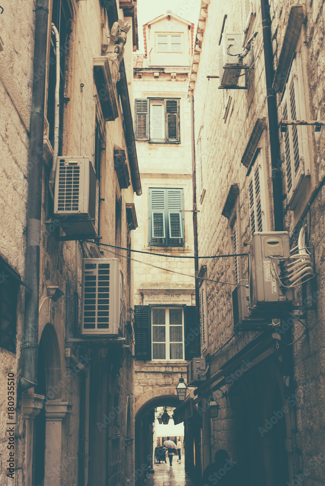 Naklejka premium European architecture windows in with shutter windows