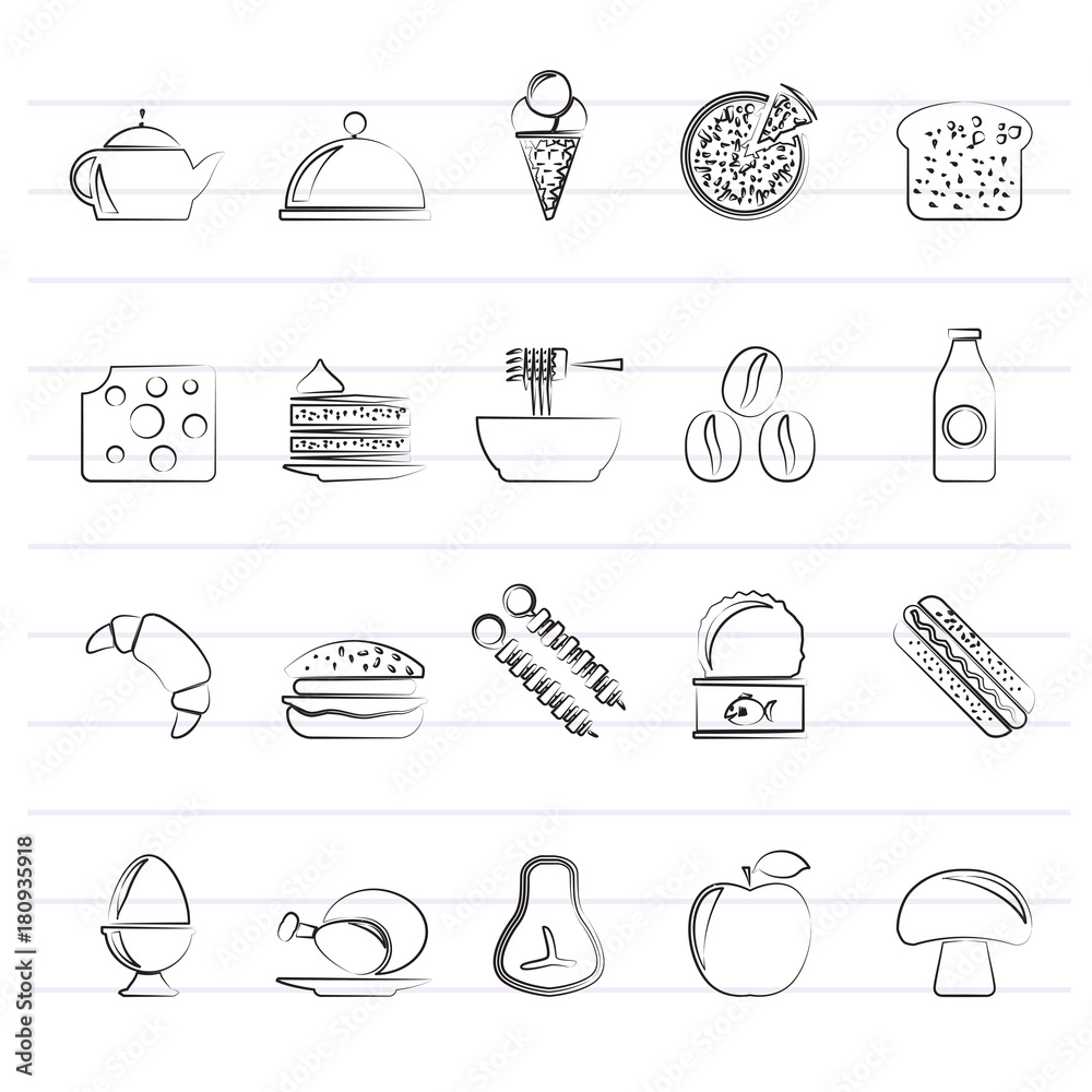 Different king of food and drinks icons 2 - vector icon set
