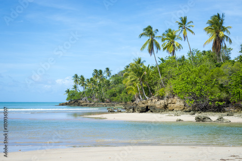 Tropical deserted beach on the coast of a remote island in Bahia  Brazil