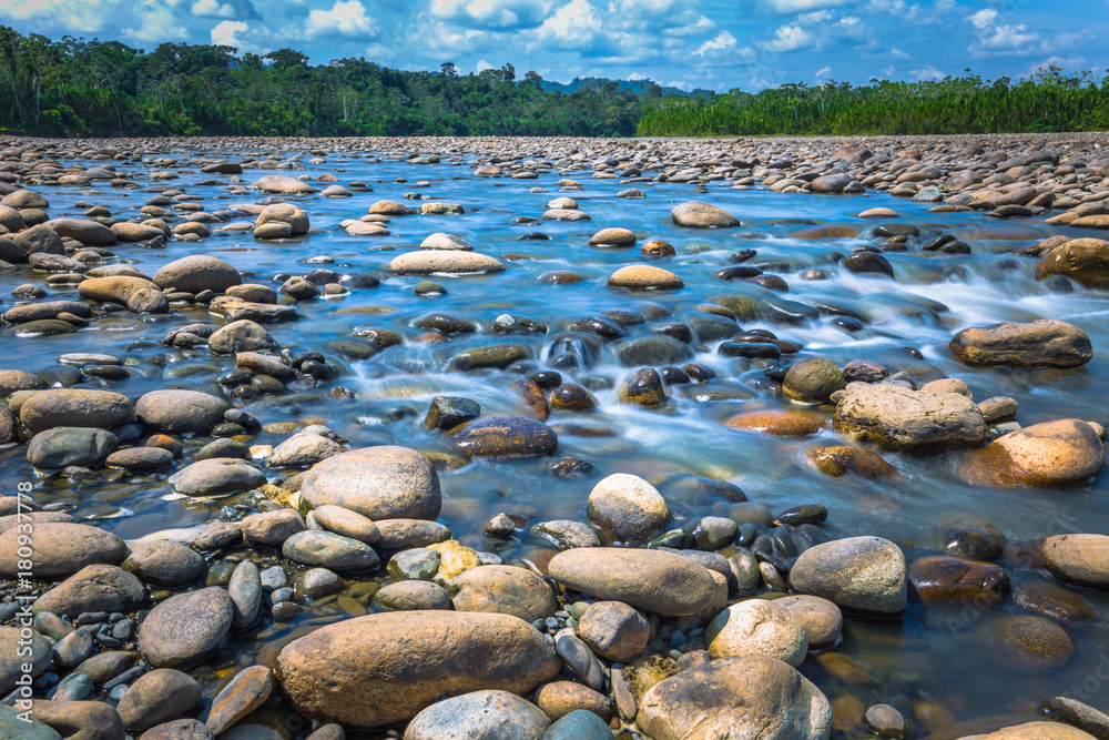 Fototapeta premium Manu National Park, Peru - August 10, 2017: Landscape of the Amazon rainforest of Manu National Park, Peru