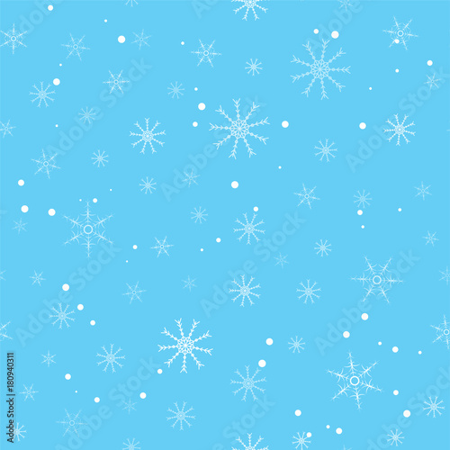 Christmas background of snowflakes. For posters, postcards, greeting for holiday, party, celebration, new year.