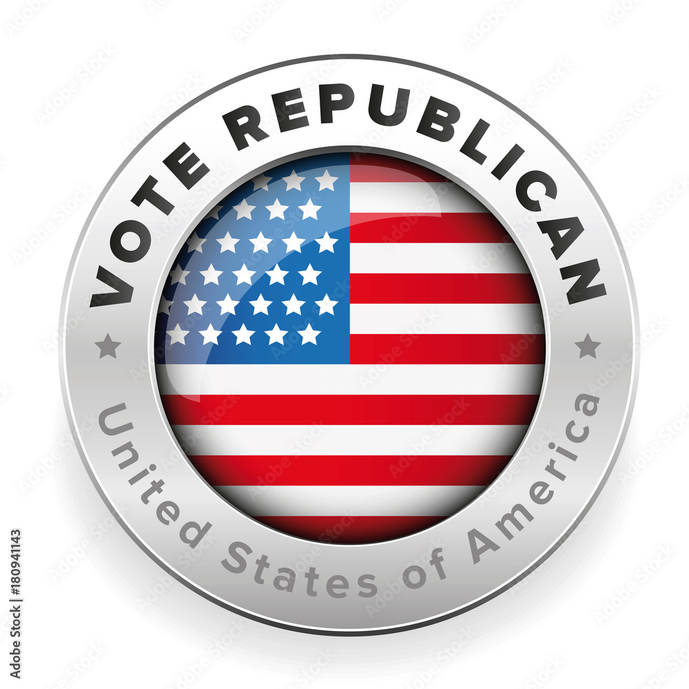 Vote Republican badge Usa flag Vote Republican badge Usa flag