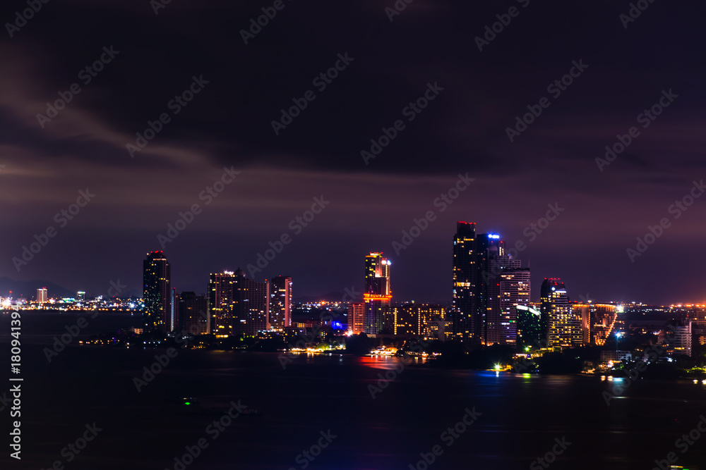 Obraz premium Pattaya city in twilight time and midnight time , Thailand
