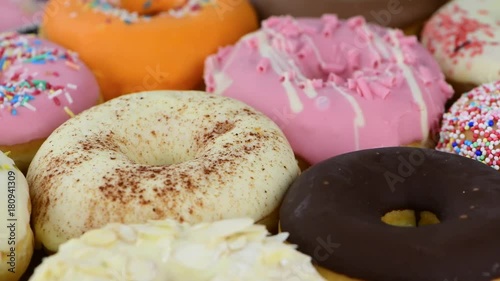 Portion of seamless loopable  Donuts in 4K (rotating)