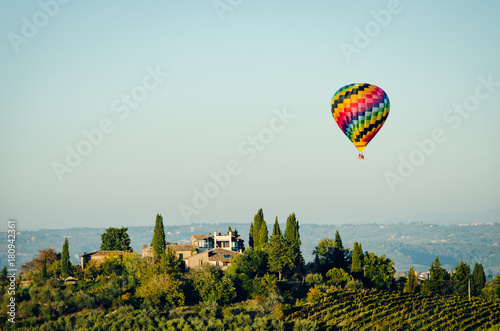 Hot Air Balloon Over Tuscany