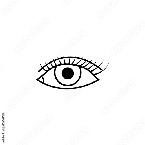 caucasian female eye wide open with eyebrow icon. Body part element. Premium quality graphic design. Signs, outline symbols collection, simple thin line icon for websites, web design