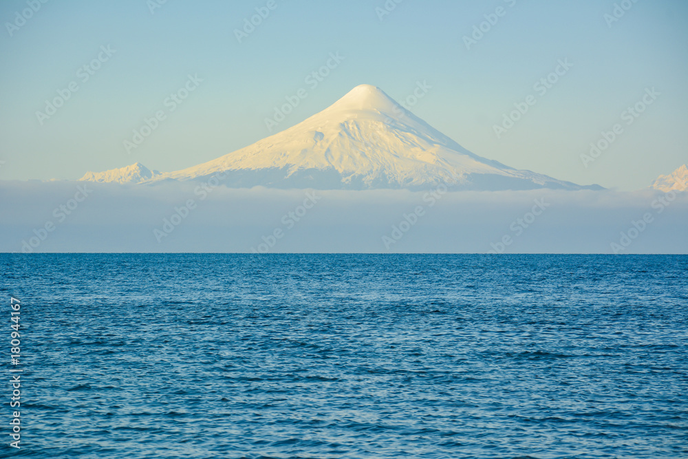 Osorno volcano over Llanquihue lake 
