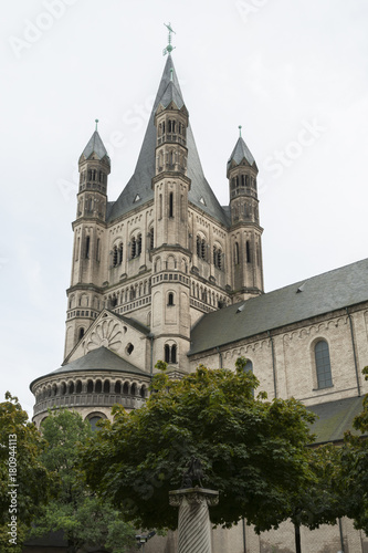 COLOGNE, GERMANY - SEPTEMBER 11, 2016: The Romanesque Catholic church "Gross Sankt Martin" (Great St. Martin) in the old town of Cologne, North Rhine-Westphalia