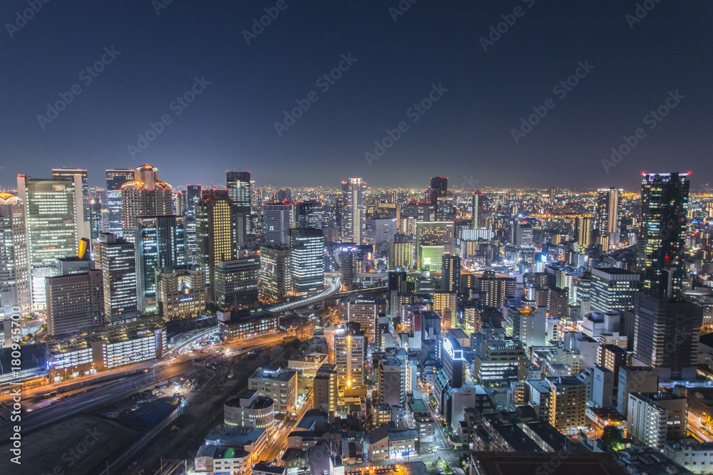 Fototapeta premium Nocny widok z Umeda, Osaka