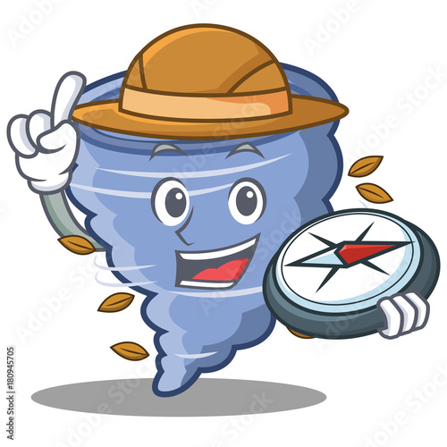 Explorer tornado character cartoon style
