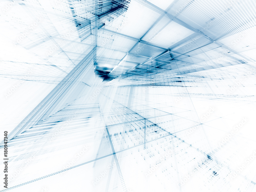 Abstract blue toned background element on white. Perspective ...