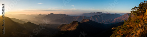 Panoramic view of mountain peaks