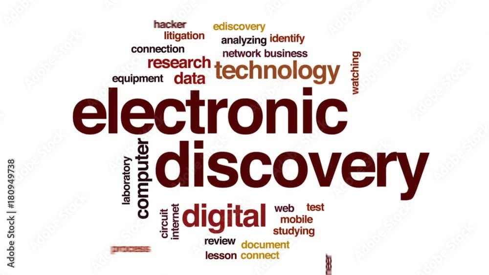 Electronic discovery animated word cloud, text design animation. Electronic discovery animated word cloud, text design animation.
