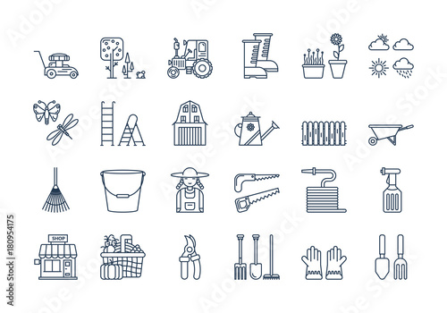 06 Outline GARDENING HARVESTING icons set