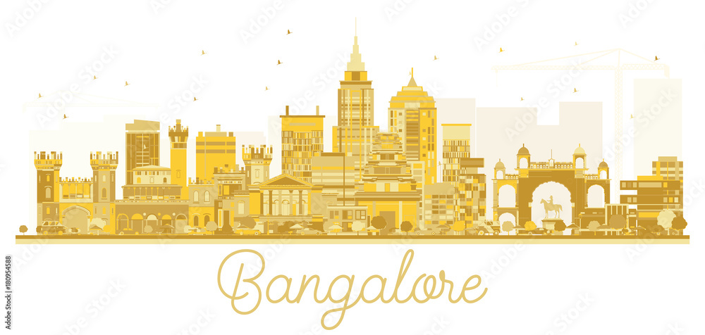Bangalore City skyline golden silhouette. Bangalore City skyline golden silhouette.