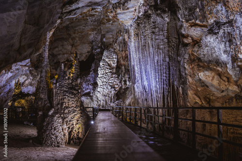 Vietnam s Paradise cave  wonderful cavern at Bo Trach  Quang Binh province  underground beautiful place for travel  heritage national with impression formation  abstract shape from stalactite