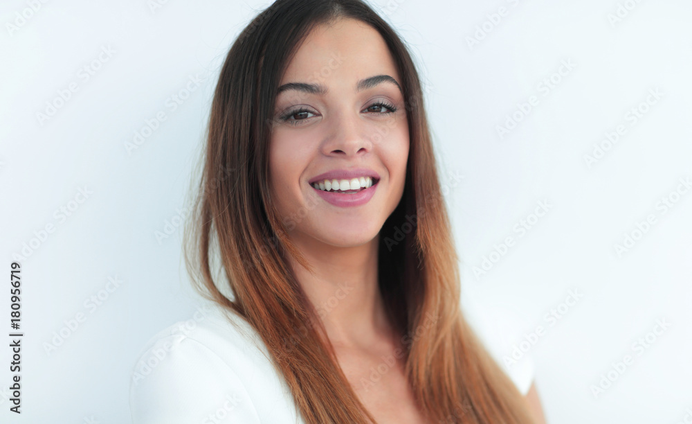 Portrait of a beautiful brunette on white background Portrait of a beautiful brunette on white background
