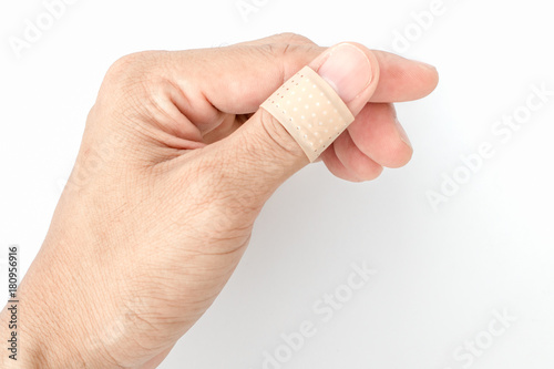 bandaid on the thumb split background