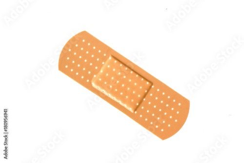 Single adhesive bandage on white background