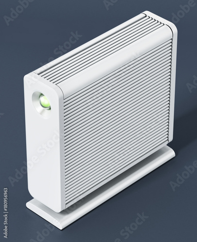 External hard drive on dark background. 3D illustration