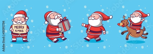 collection of santa clause cartoon style for christmas card or else